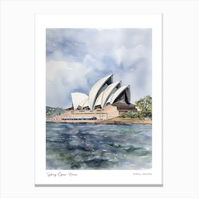 Sydney Opera House 1 Watercolour Travel Poster Canvas Print