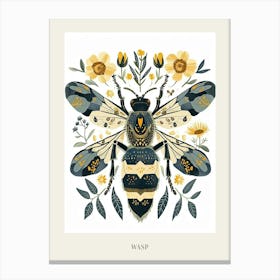 Colourful Insect Illustration Wasp 9 Poster Canvas Print