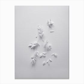 White Minimal Flowers Canvas Print