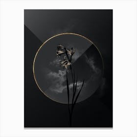 Shadowy Vintage Painted Lady Botanical in Black and Gold Canvas Print