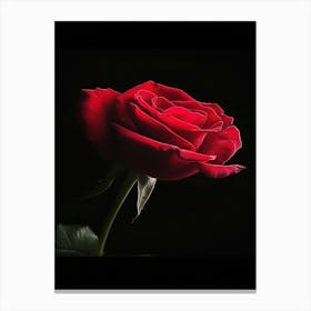 Red Rose On Black Background 3 Canvas Print