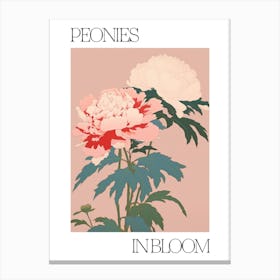 Peonies In Bloom Flowers Bold Illustration 2 Canvas Print