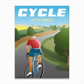 Cycle The Cotswolds Vintage Style Canvas Print