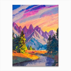 Sunset In The Grand Teton Mountains Canvas Print