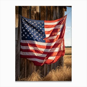 American Flag Evoking Sentiments Of Patriotism And Liberty Displayed Majestically Against A Weather 2 1 Canvas Print