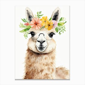 Baby Alpaca Wall Art Print With Floral Crown And Bowties Bedroom Decor (20) Canvas Print