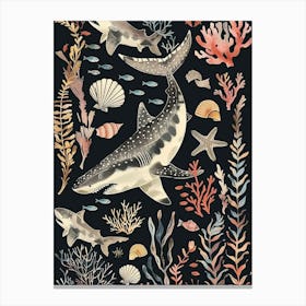 Bamboo Shark Black Seascape Canvas Print
