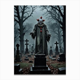 Freaky Clown Terror at Midnight: The Grinning Specter Canvas Print