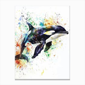 Killer Whale Colourful Watercolour 2 Canvas Print