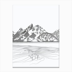 Grand Teton Usa Line Drawing 6 Canvas Print