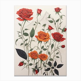 Red and Orange Roses Canvas Print