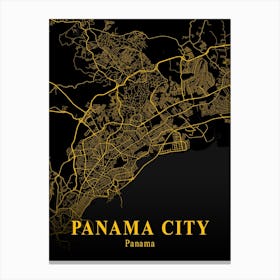 Panama City Gold City Map 1 Canvas Print