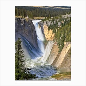 The Upper Falls Of The Yellowstone River, United States Realistic Photograph (3) Canvas Print