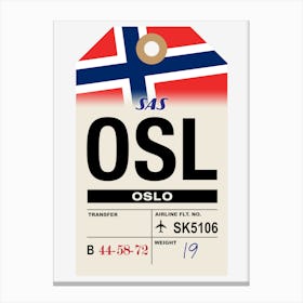 Oslo (OSL) Norway Vintage Airline Luggage Tag Canvas Print