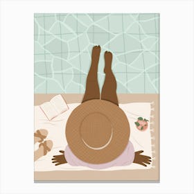 Woman Relaxing By The Pool Summer Canvas Print