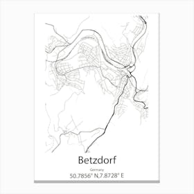 Betzdorf,Germany Minimalist Map Canvas Print