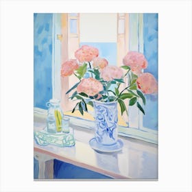 A Vase With Hydrangea, Flower Bouquet 1 Canvas Print