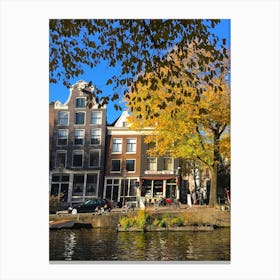 Amsterdam and Canal Canvas Print