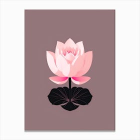 A Pink Lotus In Minimalist Style Vertical Composition 2 Canvas Print