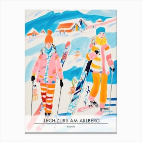 Lech Zurs Am Arlberg   Austria, Ski Resort Poster Illustration 2 Canvas Print