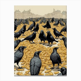 Crows In The Street Canvas Print