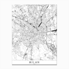 Milan White Map Canvas Print