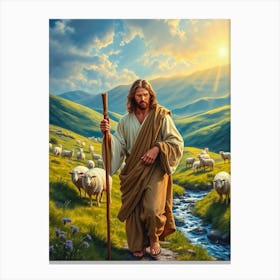 Jesus The Shepherd Ai Canvas Print