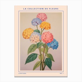 Lantana French Flower Botanical Poster Canvas Print
