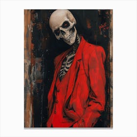 Skeleton In Red Suit Canvas Print