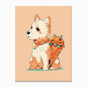 Cute Dog With Carrots Canvas Print