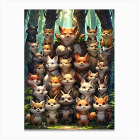 Foxes In The Forest 3 Canvas Print