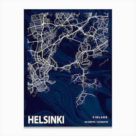 Helsinki Crocus Marble Map Canvas Print