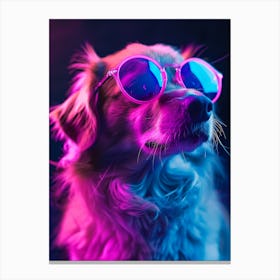 Beautiful Dog Under Neon Lights 7 Canvas Print