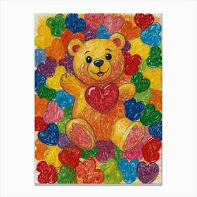 Teddy Bear With Hearts 1 Canvas Print