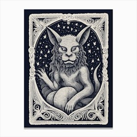 Gargoyle Tarot Card B&W 3 Canvas Print