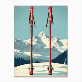 Skis In The Snow Canvas Print