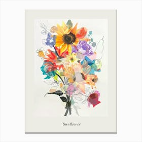 Sunflower 4 Collage Flower Bouquet Poster Canvas Print