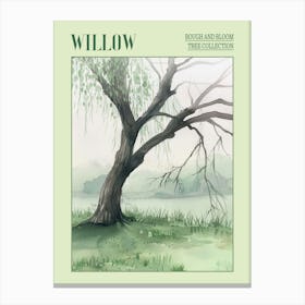 Willow Tree Atmospheric Watercolour Painting 7 Poster Canvas Print