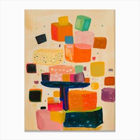 Rainbow Jelly Cubes Beige Painting 3 Canvas Print
