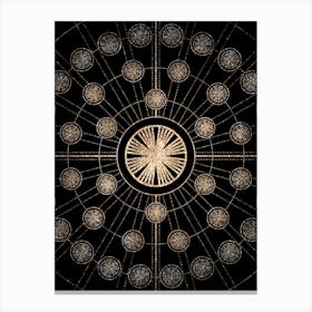 Geometric Glyph Radial Array in Glitter Gold on Black n.0057 Canvas Print