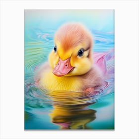 Ducklings Floating Along The Water 3 Canvas Print
