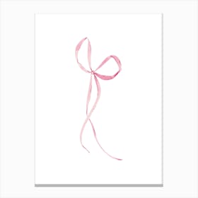 Coquette Pink Bow - 3 - White Canvas Print