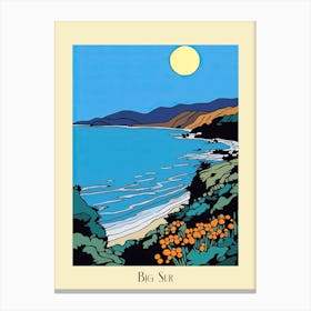 Poster Of Minimal Design Style Of Big Sur California, Usa 3 Canvas Print