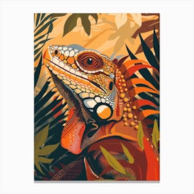 Brown Cuban Iguana Abstract Modern Illustration 6 Canvas Print