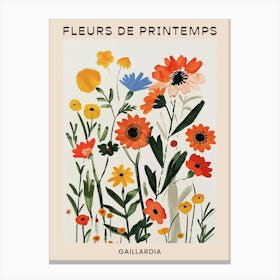 Spring Floral French Poster  Gaillardia 1 Canvas Print