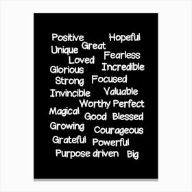 Positive affirmations 1 Canvas Print