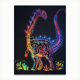 Dinosaur Neon Outlines 3 Canvas Print