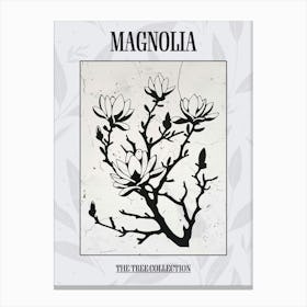 Magnolia Tree Simple Geometric Nature Stencil 1 Poster Canvas Print