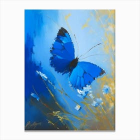 Common Blue Butterfly Oil Painting 1 Canvas Print