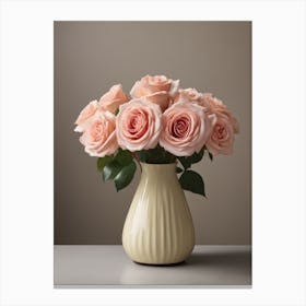 A Vase Of Pink Roses 59 Canvas Print